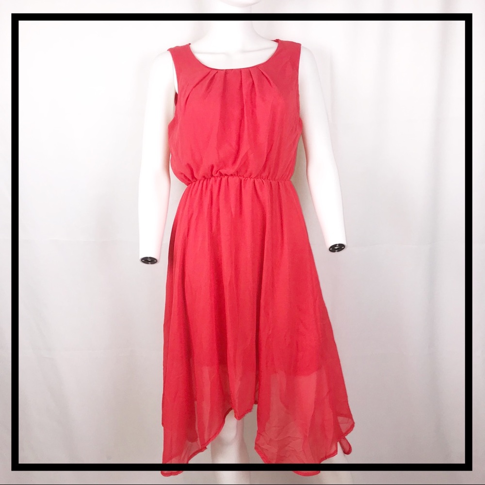 ✨ Watermelon Red, Sleeveless, Flowing Mini Dress